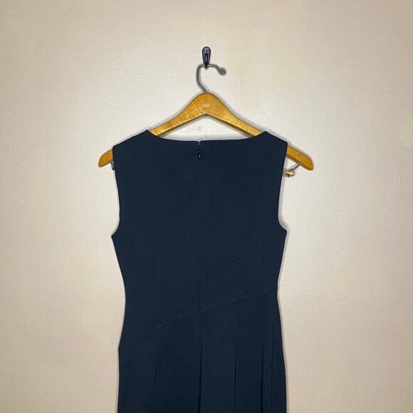 Sophisticated Black Calvin Klein Women’s Sleeveless Front Slit Knee Length Dress - Picture 10 of 13